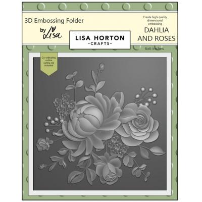 Lisa Horton Crafts 3D Embossing Folder - Dahlia And Roses